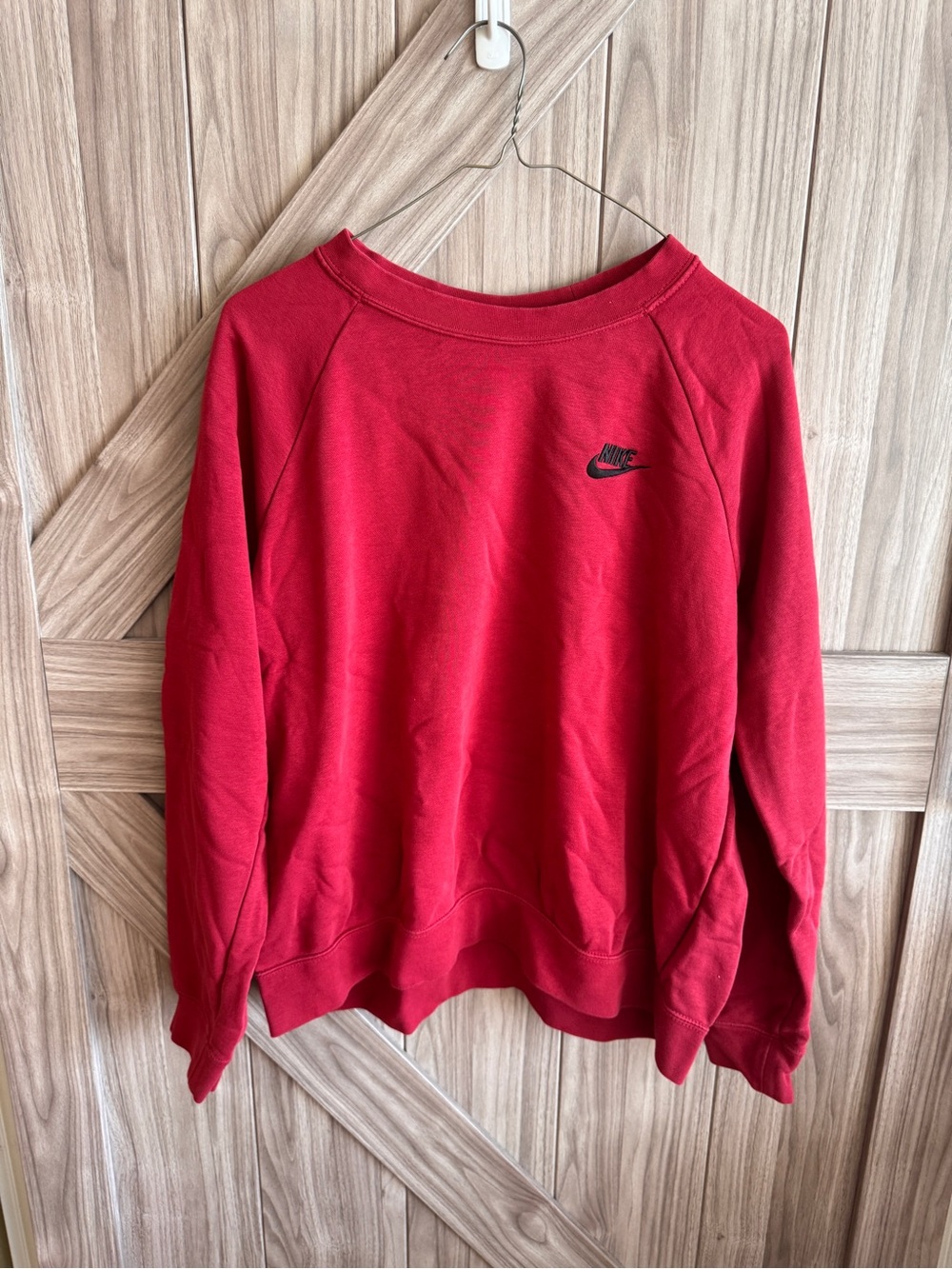 Nike Red Crewneck Sweatshirt with Black Swoosh
